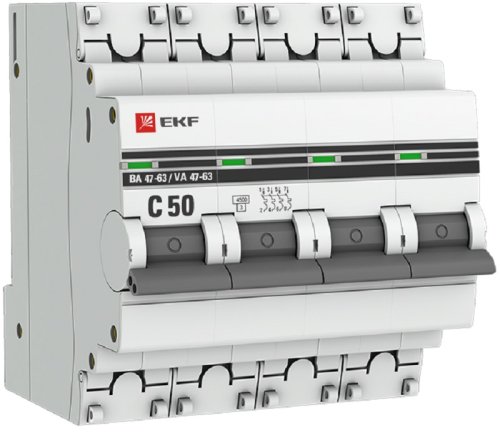 Выключатель автоматический EKF PROxima ВА47-63 4п 50А C 4.5кА фото Выключатель автоматический EKF PROxima ВА47-63 4п 50А C 4.5кА картинка